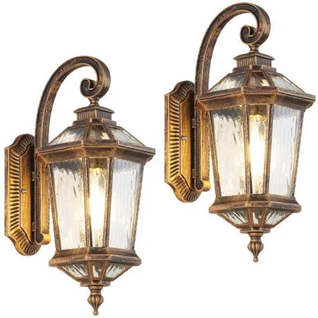 Main image of Outdoor Wall Lights Waterproof Vintage Exterior Sconces Lanterns 16.5 inch Aluminum Porch Lights with E26 Sockets & Water Ripple Glass for House Front Door Garage