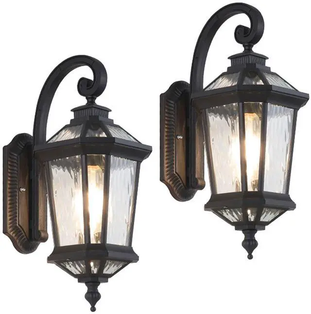 Main image of Outdoor Wall Lights Waterproof Vintage Exterior Sconces Lanterns 16.5 inch Aluminum Porch Lights with E26 Sockets & Water Ripple Glass for House Front Door Garage