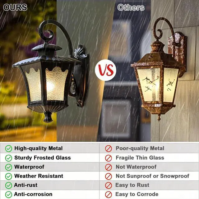 Alt view image 4 of 7 - Vintage Outdoor Light Fixtures Anti-Rust Outside Black Wall Lanterns Aluminium Waterproof Exterior Porch Lights for Front Door Garage Patio