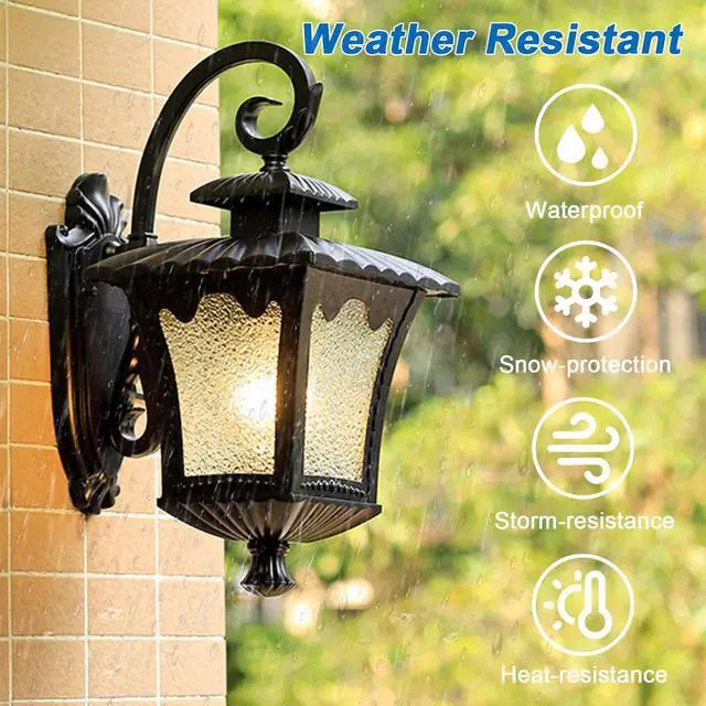 Alt view image 3 of 7 - Vintage Outdoor Light Fixtures Anti-Rust Outside Black Wall Lanterns Aluminium Waterproof Exterior Porch Lights for Front Door Garage Patio