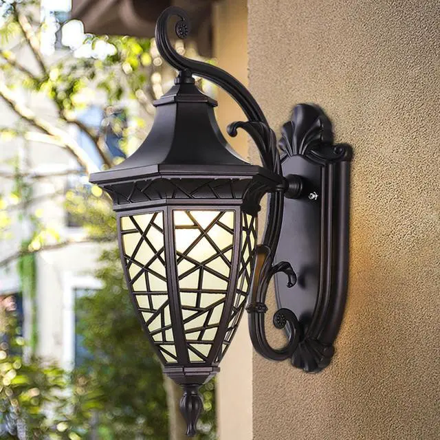 Alt view image 3 of 7 - IP55 Waterproof Outdoor Wall Lanterns, Aluminum 15.7 inch Porch Wall Light, Outside Wall Sconces with Frosted Glass for House Front Door Garage, Retro Vintage Style