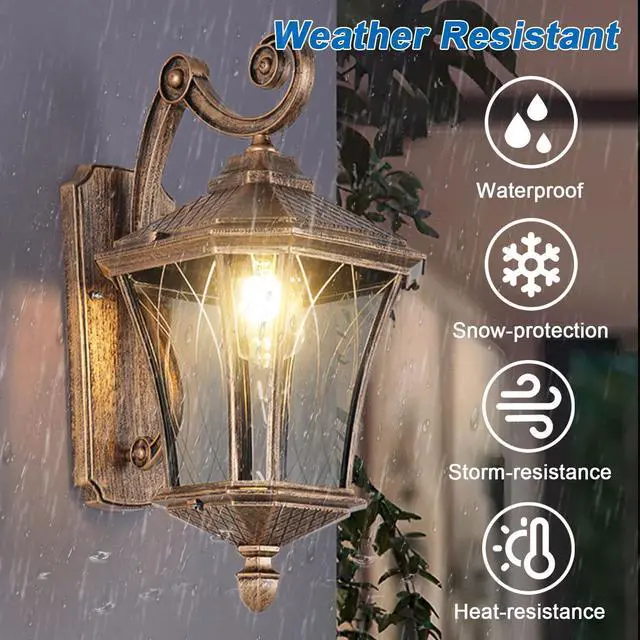 Alt view image 2 of 7 - Outdoor Wall Lights for Porch Patio Entryway Door Way Garage, Waterproof & Anti-Rust Aluminum Porch Light Vintage House Exterior Light Wall Mount with Clear Glass & E26 Base