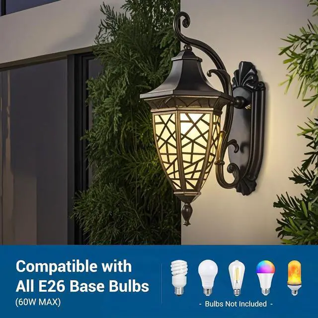 Alt view image 5 of 7 - IP55 Waterproof Outdoor Wall Lanterns, Aluminum 15.7 inch Porch Wall Light, Outside Wall Sconces with Frosted Glass for House Front Door Garage, Retro Vintage Style