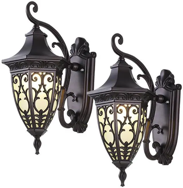 Main image of Outdoor Wall Lantern Coffee IP65 Waterproof Exterior Wall Light Fixtures with Frosted Glass Shade 15.7 inch Large Size Aluminum Outdoor Wall Sconce for House Porch Garage