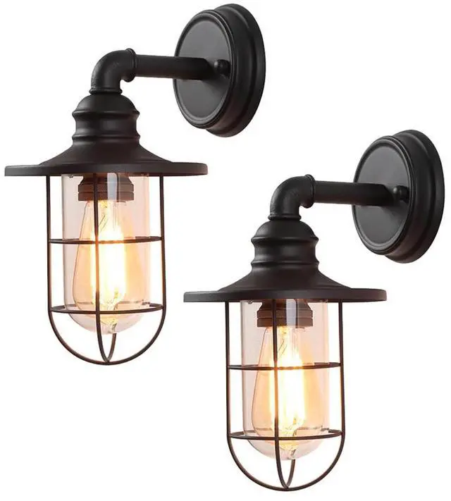Main image of Retro Outdoor Wall Sconce Waterproof 8.6 Inch Farmhouse Barn Light Exterior Wall Mount Porch Wall Light Fixtures with Glass Lampshade Garage Patio Doorway Lighting Fixture