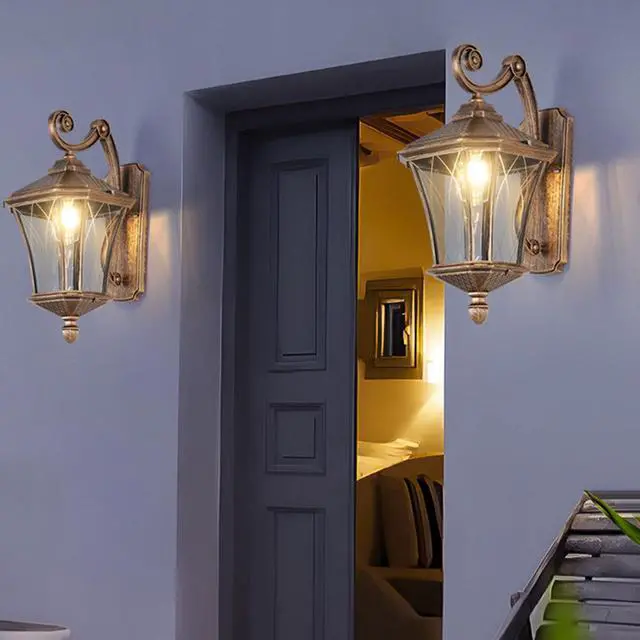 Alt view image 3 of 7 - Outdoor Wall Lights for Porch Patio Entryway Door Way Garage, Waterproof & Anti-Rust Aluminum Porch Light Vintage House Exterior Light Wall Mount with Clear Glass & E26 Base