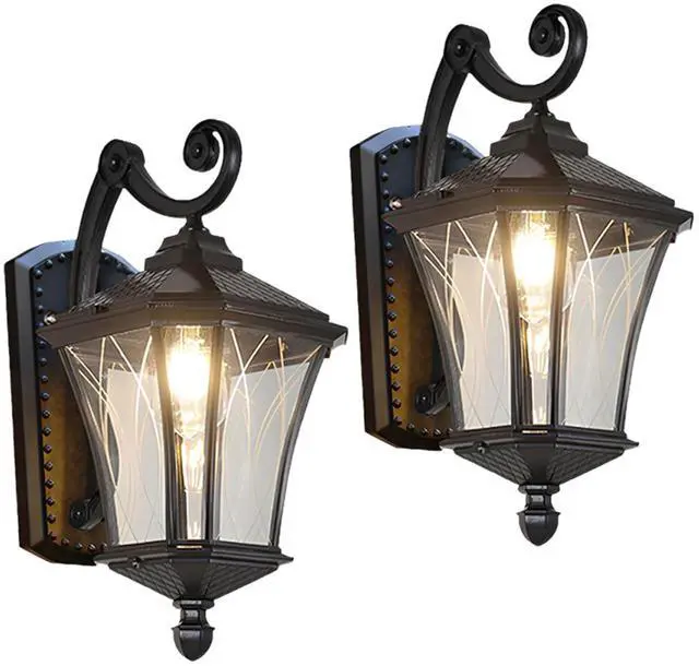 Main image of Outdoor Wall Lights for Porch Patio Entryway Door Way Garage, Waterproof & Anti-Rust Aluminum Porch Light Vintage House Exterior Light Wall Mount with Clear Glass & E26 Base