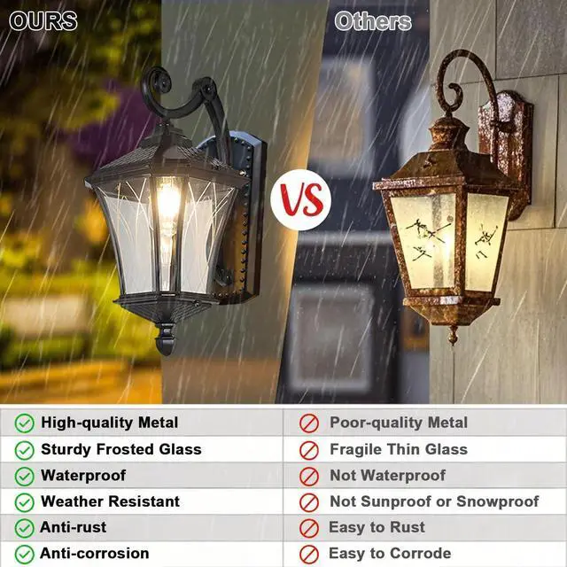 Alt view image 5 of 7 - Outdoor Wall Lights for Porch Patio Entryway Door Way Garage, Waterproof & Anti-Rust Aluminum Porch Light Vintage House Exterior Light Wall Mount with Clear Glass & E26 Base
