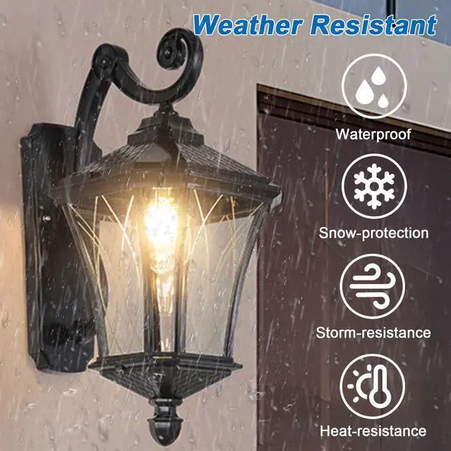 Alt view image 2 of 7 - Outdoor Wall Lights for Porch Patio Entryway Door Way Garage, Waterproof & Anti-Rust Aluminum Porch Light Vintage House Exterior Light Wall Mount with Clear Glass & E26 Base