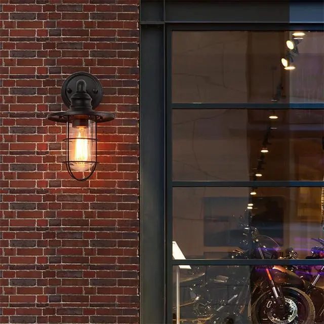 Alt view image 5 of 7 - Retro Outdoor Wall Sconce Waterproof 8.6 Inch Farmhouse Barn Light Exterior Wall Mount Porch Wall Light Fixtures with Glass Lampshade Garage Patio Doorway Lighting Fixture