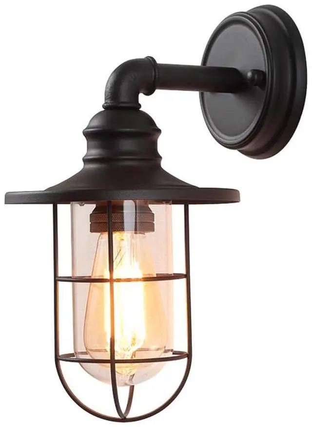 Main image of Retro Outdoor Wall Sconce Waterproof 8.6 Inch Farmhouse Barn Light Exterior Wall Mount Porch Wall Light Fixtures with Glass Lampshade Garage Patio Doorway Lighting Fixture