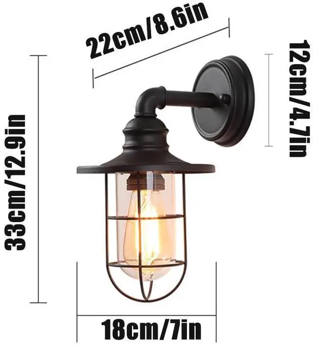 Alt view image 7 of 7 - Retro Outdoor Wall Sconce Waterproof 8.6 Inch Farmhouse Barn Light Exterior Wall Mount Porch Wall Light Fixtures with Glass Lampshade Garage Patio Doorway Lighting Fixture