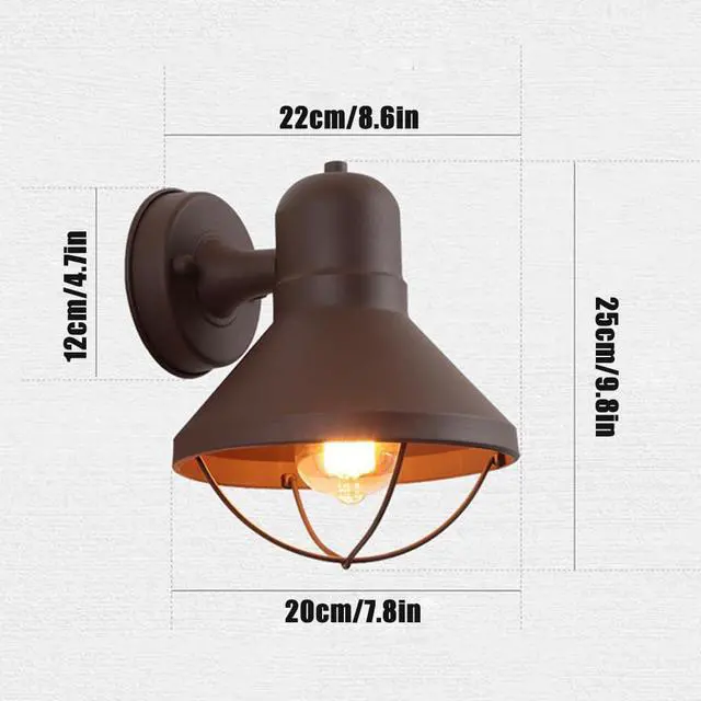 Alt view image 7 of 7 - Outdoor Wall Lights Vintage Wall Mount Porch Wall Light Fixtures IP54 Waterproof Exterior Barn Light Iron Retro Outdoor Lanterns Wall for Garage Patio Doorway