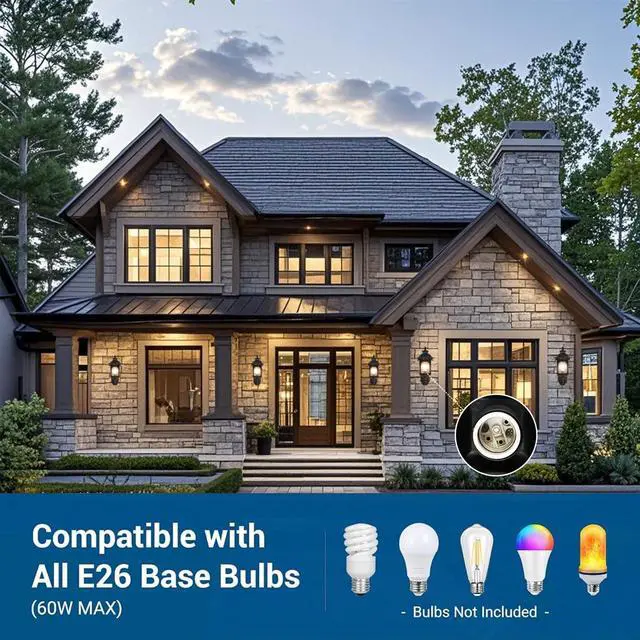 Alt view image 3 of 7 - Outdoor Wall Lantern, Retro Exterior Waterproof Wall Sconce Porch Light Fixtures with E26 Sockets & Striped Glass Shades for Entryway House Front Door Patio Garage