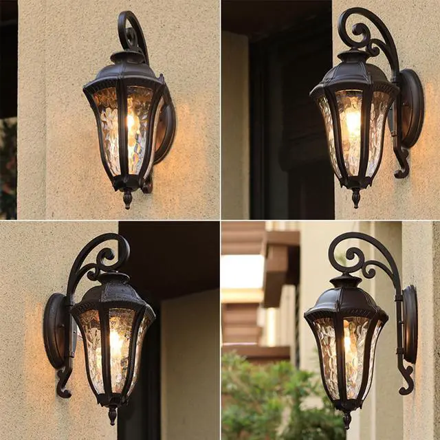 Alt view image 4 of 7 - Outdoor Wall Sconce Waterproof Retro Coffee Outdoor Wall Lantern Light Fixtures 17.1" Aluminum Front Door Wall Mount Lighting for Garage Patio Entryway