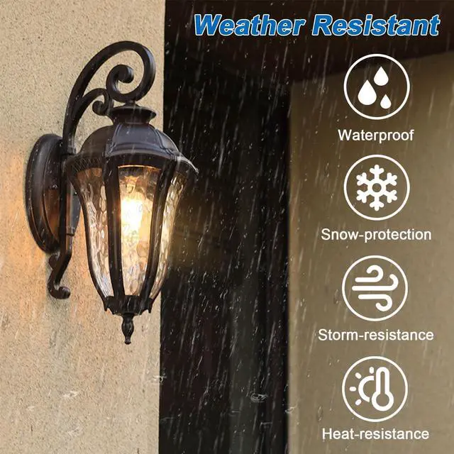 Alt view image 2 of 7 - Outdoor Wall Sconce Waterproof Retro Coffee Outdoor Wall Lantern Light Fixtures 17.1" Aluminum Front Door Wall Mount Lighting for Garage Patio Entryway