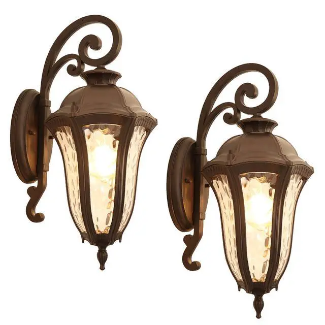 Main image of Outdoor Wall Sconce Waterproof Retro Coffee Outdoor Wall Lantern Light Fixtures 17.1" Aluminum Front Door Wall Mount Lighting for Garage Patio Entryway