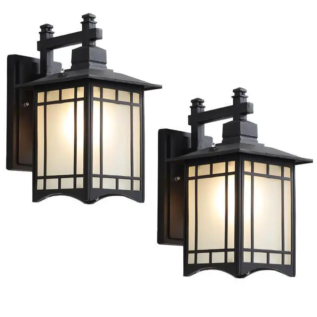 Alt view image 2 of 7 - Outdoor Wall Lantern, Waterproof Anti-Rust Aluminum Porch Lights 12.5 inch Vintage Exterior Outdoor Wall Light Fixtures Black Exterior Sconces for House Front Door Garage