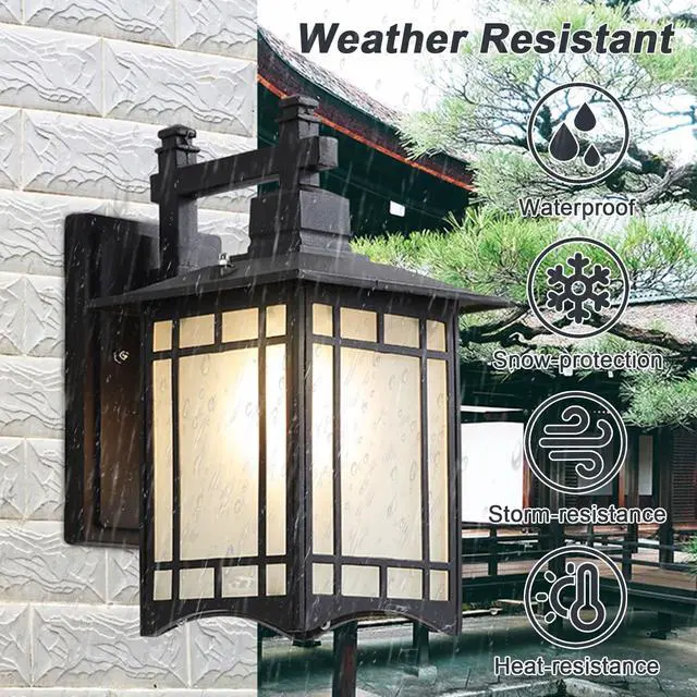 Alt view image 3 of 7 - Outdoor Wall Lantern, Waterproof Anti-Rust Aluminum Porch Lights 12.5 inch Vintage Exterior Outdoor Wall Light Fixtures Black Exterior Sconces for House Front Door Garage