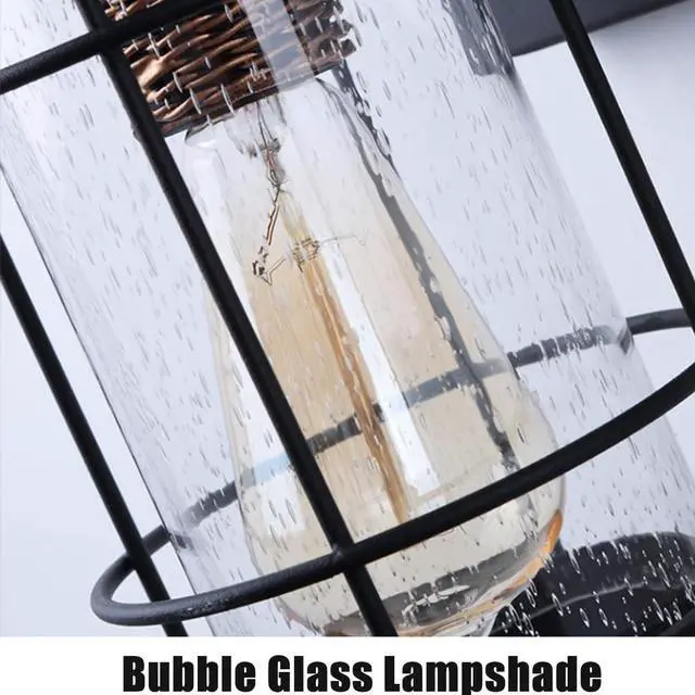 Alt view image 6 of 7 - Outdoor Iron Glass Wall Sconces Vintage Waterproof Wall Lights 11.8 Inch Exterior Porch Wall Light Fixtures Garage Patio Door Way Wall Mount Lighting Luminaire
