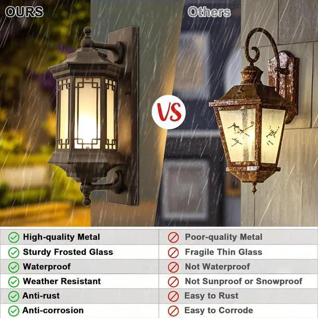 Alt view image 4 of 7 - Outdoor Wall Lantern Aluminum Waterproof Porch Lights Outdoor 19.6" Large Black Exterior Wall Light E27 Outside Lights with Frosted Glass for Patio Garage Entryway Front Door