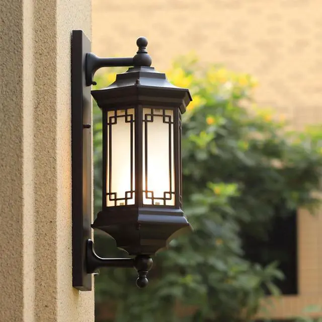 Alt view image 2 of 7 - Outdoor Wall Lantern Aluminum Waterproof Porch Lights Outdoor 19.6" Large Black Exterior Wall Light E27 Outside Lights with Frosted Glass for Patio Garage Entryway Front Door