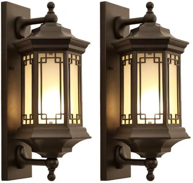Main image of Outdoor Wall Lantern Aluminum Waterproof Porch Lights Outdoor 19.6" Large Black Exterior Wall Light E27 Outside Lights with Frosted Glass for Patio Garage Entryway Front Door