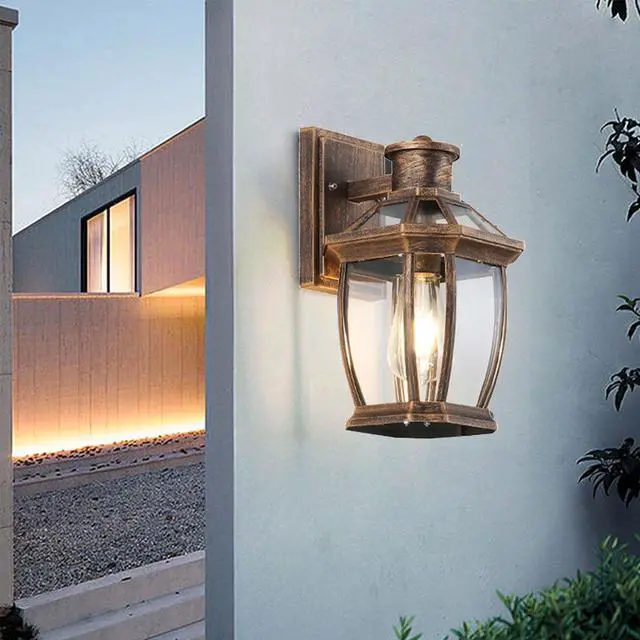Alt view image 5 of 7 - Outdoor Wall Lanterns Aluminum Exterior Waterproof Wall Light Vintage Porch Wall Lighting with Clear Glass Shade for Porch Front Door Way Garage Patio