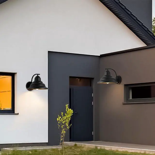 Alt view image 6 of 7 - Vintage Gooseneck Wall Sconce IP65 Waterproof Porch Wall Light Fixtures Wall Mount Farmhouse Barn Light Black Iron Exterior Wall Lamps for Garage, Patio Doorway