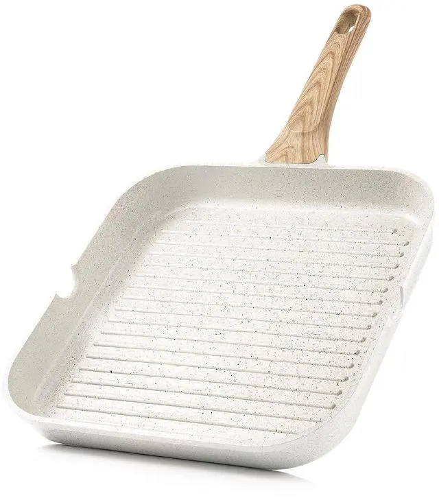 Main image of Nonstick Ceramic Grill Pan for Stove Tops, Versatile Square Grilling Pan with Pour Spouts, Durable Grill Skillet for All Stoves, Steak Bacon Pan, Non Toxic-PTFE,PFAS,PFOA Free, 11 Inch