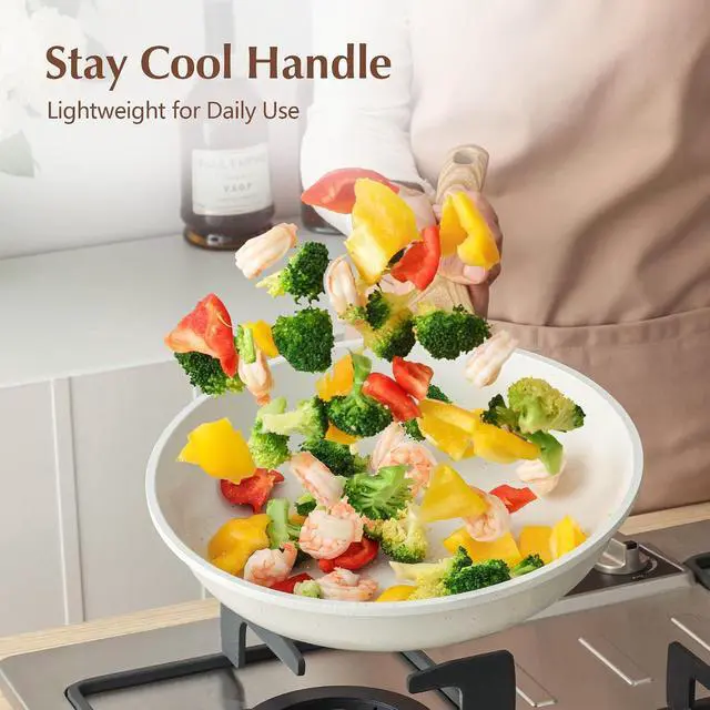 Alt view image 7 of 7 - Nonstick Ceramic Frying Pan Skillet with Lid, 11 Inch Omelet Pan, Healthy Non Toxic Chefs Pan, Induction Compatible Egg Pan with Heat Resistant Handle, Free of Intentionally Added PFAS/PTFE