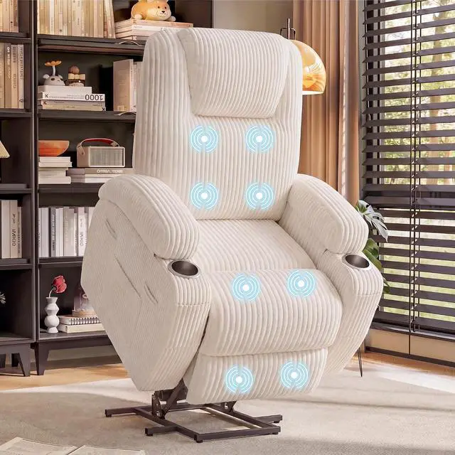 Main image of Power Lift Recliner Chair Electric Lift Recliner for Elderly Power Lift Recliner Chair with Cup Holders Side Pockets for Living Room (Corduroy, Beige)