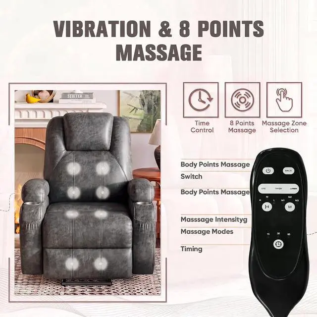 Alt view image 3 of 7 - Power Lift Recliner Chair Electric Lift Recliner for Elderly Power Lift Recliner Chair with Cup Holders Side Pockets for Living Room (Leathaire, Light Black)