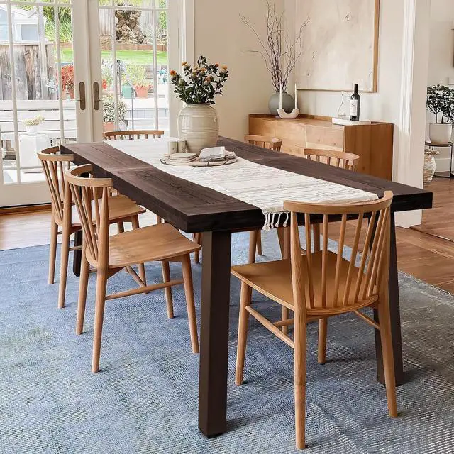 Main image of Home Acacia Wood Dining Table 6-Person Indoor Outdoor Table with Iron Legs, Sandblast Finish, Natural Stained, Rustic Metal, 69 * 33 * 30 inch (Espresso)