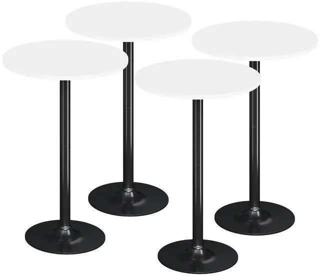 Main image of Round Bistro Pub Table Modern Style Metal Base MDF Top Cocktail Bar Table Counter Bar Height for Pub, Dining Room, Party (4, White-Black)