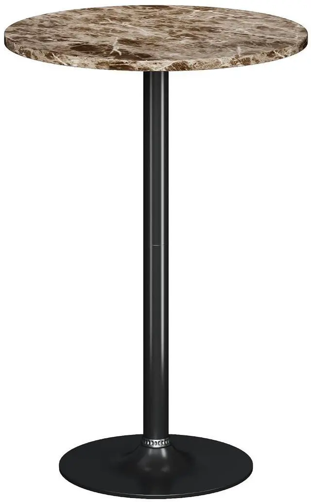 Main image of Round Bistro Pub Table Modern Style Metal Base MDF Top Cocktail Bar Table Counter Bar Height for Pub, Dining Room, Party (1, Marble-Black)