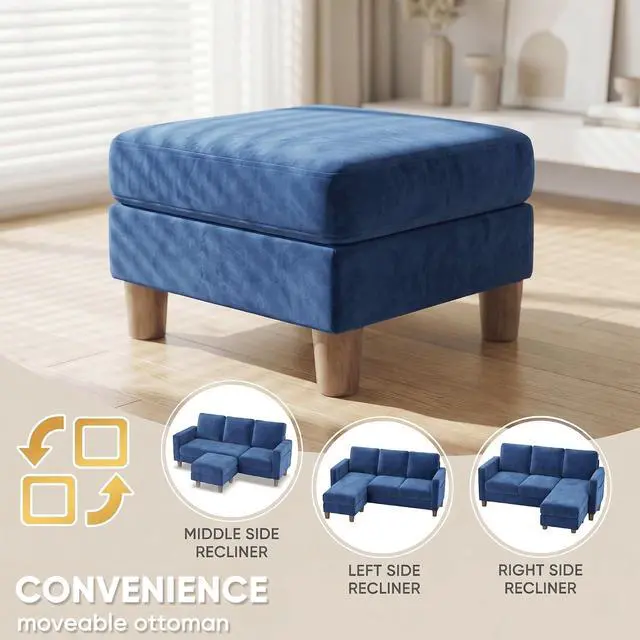 Alt view image 6 of 7 - 72 L Shaped Convertible Sectional Couches for Living Room, Couch with Removeable Ottoman,Small Sectional Sofa for Small Apartments, Living Room and Office (Linen fabic, Blue)