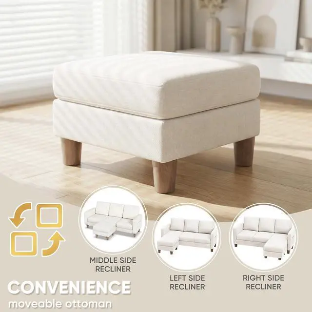 Alt view image 6 of 7 - 72 L Shaped Convertible Sectional Couches for Living Room, Couch with Removeable Ottoman,Small Sectional Sofa for Small Apartments, Living Room and Office (Linen fabic, White)