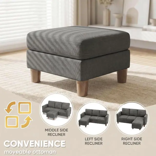 Alt view image 6 of 7 - 72 L Shaped Convertible Sectional Couches for Living Room, Couch with Removeable Ottoman,Small Sectional Sofa for Small Apartments, Living Room and Office (Linen fabic, Dark Grey)