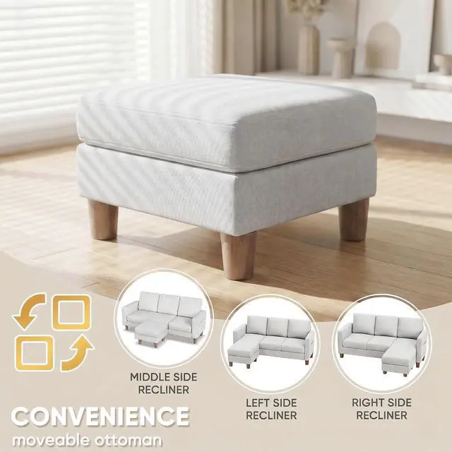 Alt view image 6 of 7 - 72 L Shaped Convertible Sectional Couches for Living Room, Couch with Removeable Ottoman,Small Sectional Sofa for Small Apartments, Living Room and Office (Linen fabic, Light Grey)