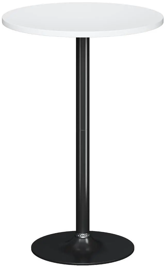 Main image of Round Bistro Pub Table Modern Style Metal Base MDF Top Cocktail Bar Table Counter Bar Height for Pub, Dining Room, Party (1, White-Black)