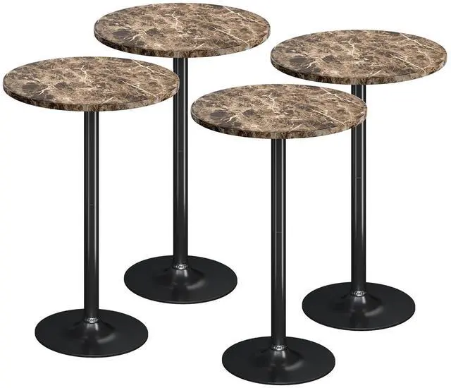 Main image of Round Bistro Pub Table Modern Style Metal Base MDF Top Cocktail Bar Table Counter Bar Height for Pub, Dining Room, Party (4, Marble-Black)