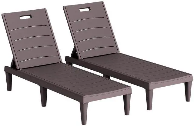 Main image of Patio Chaise Lounge Chairs Set of 2, Outdoor Lightweight Lounge Chairs, 5 Position Adjustments Backrest for Outside Pool, Garden, Patio and Beach, Deep Brown