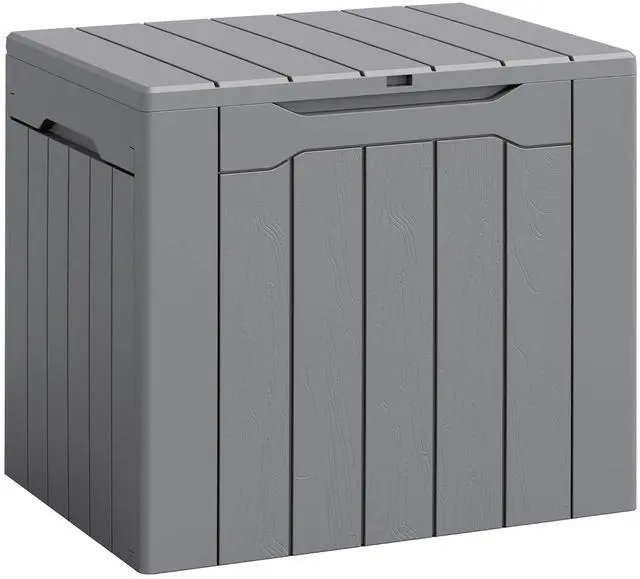 Main image of Deck Box 30 Gallon, Waterproof Resin Small Storage Box with Lid, Outdoor Patio Furniture Cushion Garden Tool Organizer, Lockable Package Delivery Box for Porch Balcony (Gray)