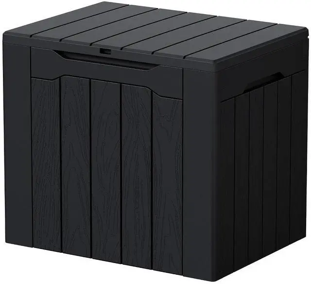 Main image of 29 Gallon Waterproof Outdoor Storage Box Resin Deck Box Lockable and UV Resistant for Patio Furniture, Garden Tools (Black, 29 Gallon)