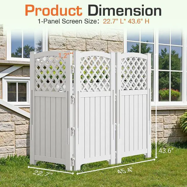 Alt view image 2 of 7 - Outdoor Privacy Fence Screen Lattice Mesh Outside Screen Enclosure Balcony Panels Wall Air Conditioner Fence Trash Can Pool Equipment Enclosure for Yard Patio Backyard, Off-White