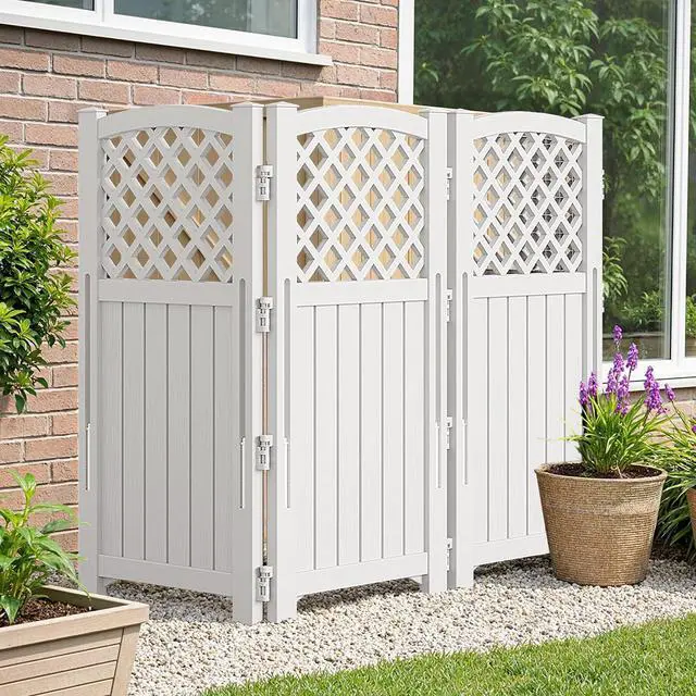 Main image of Outdoor Privacy Fence Screen Lattice Mesh Outside Screen Enclosure Balcony Panels Wall Air Conditioner Fence Trash Can Pool Equipment Enclosure for Yard Patio Backyard, Off-White