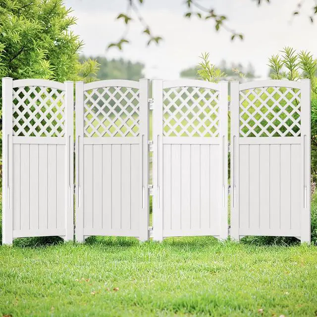 Alt view image 7 of 7 - Outdoor Privacy Fence Screen Lattice Mesh Outside Screen Enclosure Balcony Panels Wall Air Conditioner Fence Trash Can Pool Equipment Enclosure for Yard Patio Backyard, Off-White