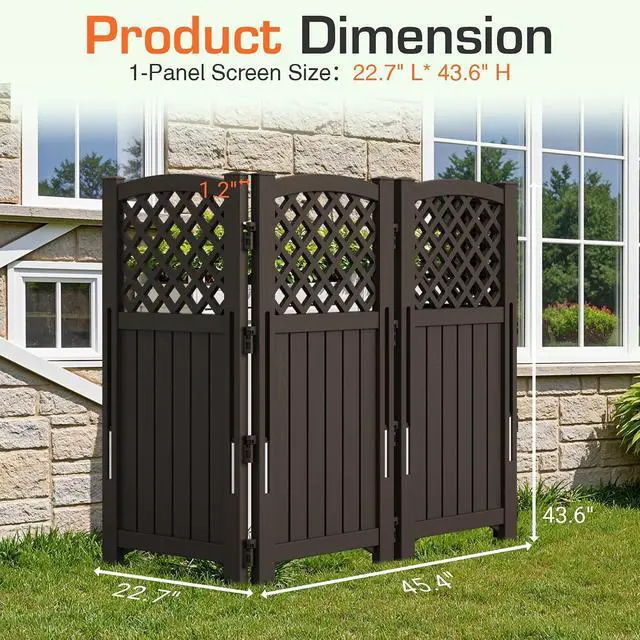 Alt view image 2 of 7 - Outdoor Privacy Fence Screen Lattice Mesh Outside Screen Enclosure Balcony Panels Wall Air Conditioner Fence Trash Can Pool Equipment Enclosure for Yard Patio Backyard, Brown