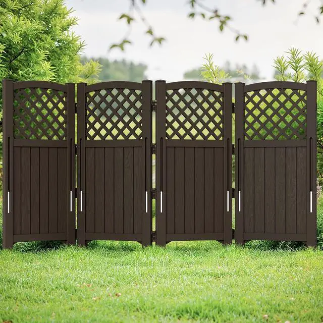 Alt view image 7 of 7 - Outdoor Privacy Fence Screen Lattice Mesh Outside Screen Enclosure Balcony Panels Wall Air Conditioner Fence Trash Can Pool Equipment Enclosure for Yard Patio Backyard, Brown